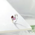 thumbnail image 4 of Gem Stone King 925 Silver and 10K Yellow Gold Ring Heart Shape Red Garnet and Vivid Pink Moissanite (1.12 Cttw, Size 5), 4 of 5