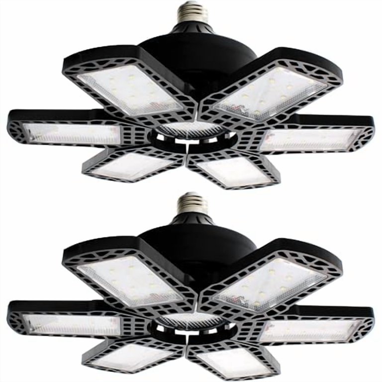 Jaspertronics 2 Pack LED Adjustable 6 Leaf Garage Light 200W 8000