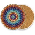 thumbnail image 2 of Coolnut Mandala Coasters for Drinks Set of 4, Absorbent Ceramic Drink Coaster with Cork Base for Wooden Coffee Table, Cool Housewarming Gift for Home Decor Gifts, 2 of 6