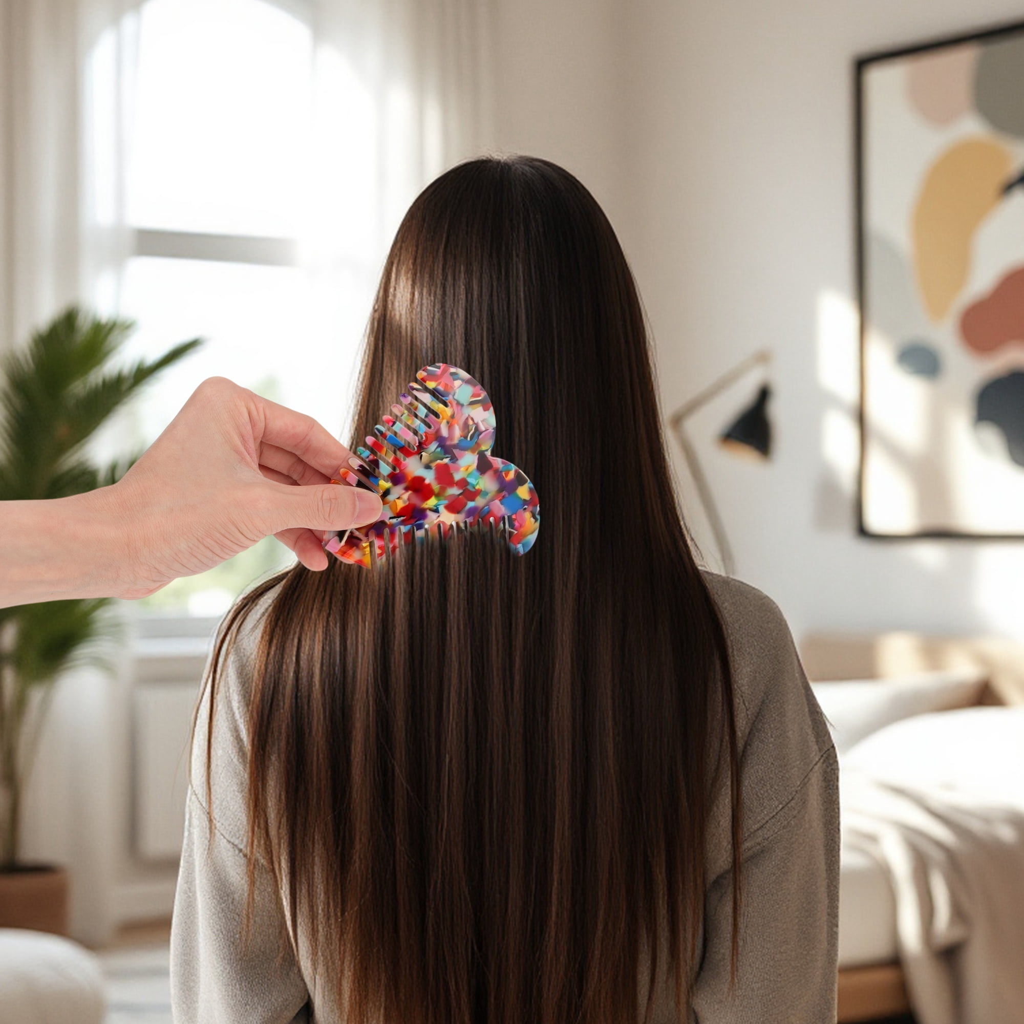 Unique Bargains 1 Pc Heart Shaped Hair Comb for Effortless Hair Care Styling Colorful