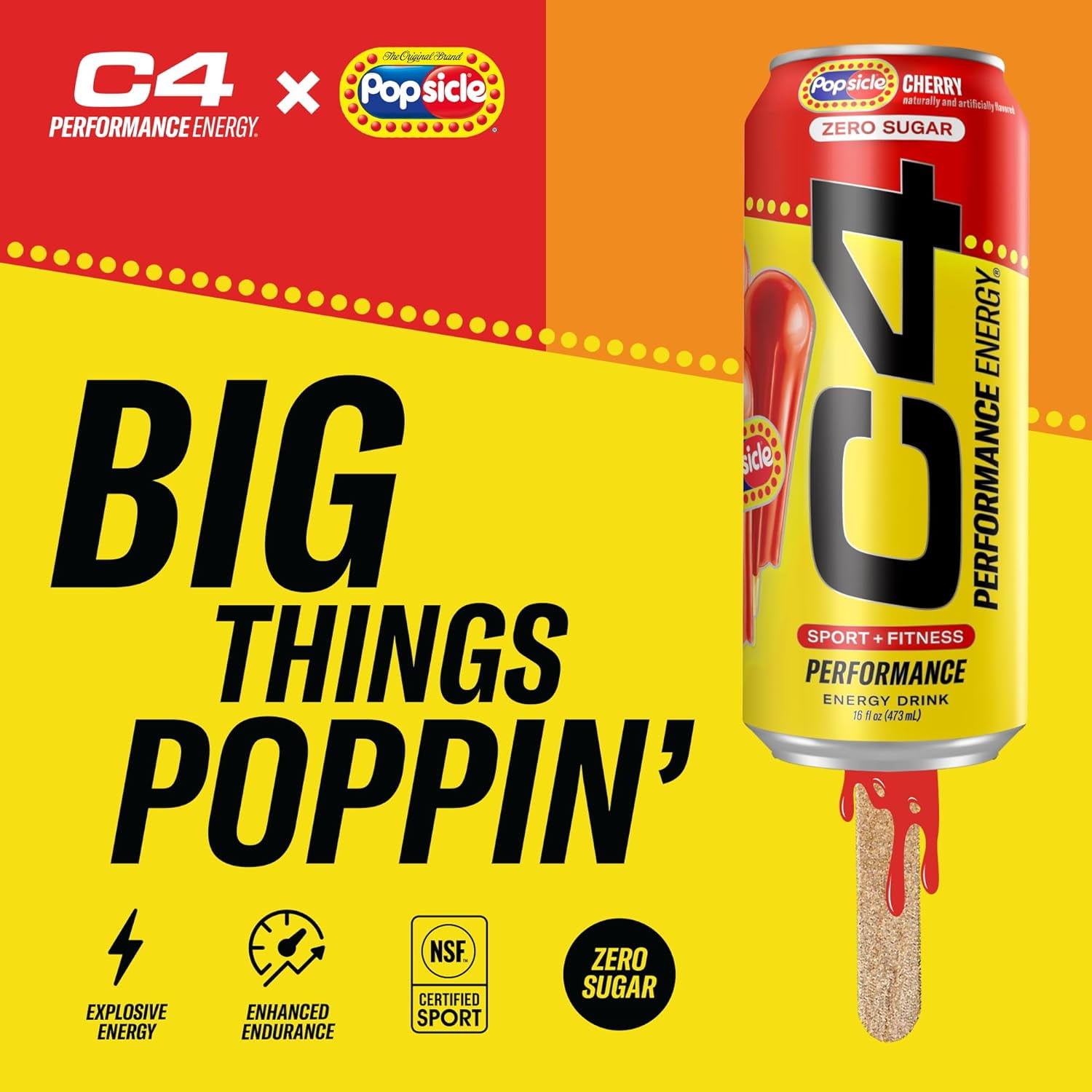 C4 Energy Performance Cherry Popsicle, 12 Pack of 16 oz Cans
