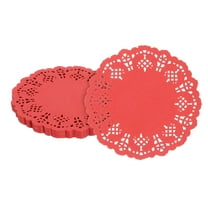 100pcs Paper Doilies, 3.5 Inch Lace Paper Doilies, Disposable Paper Placemats Red