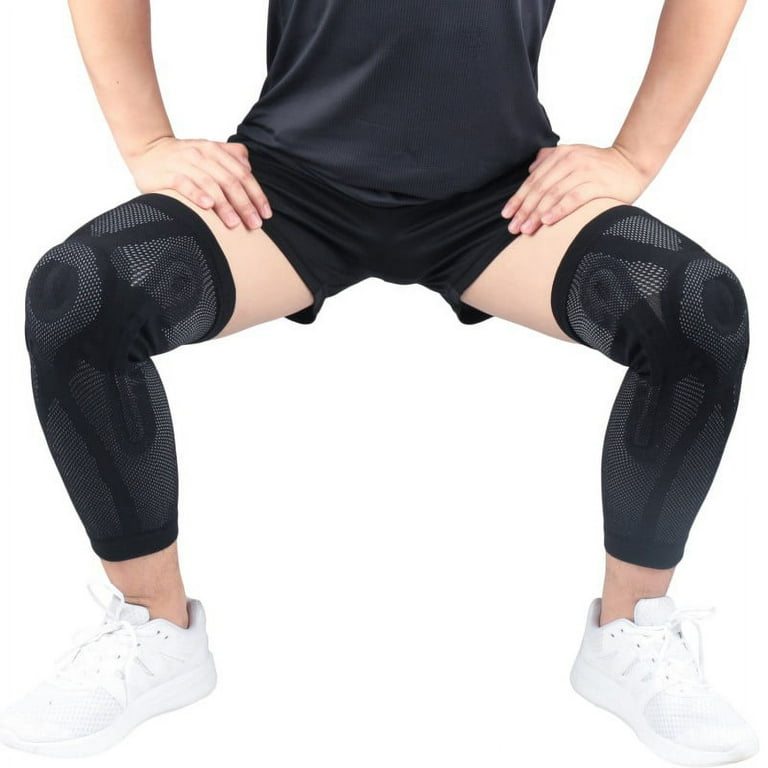 Full Leg Sleeve Long Compression Knee Brace Protect Leg for Men and Women,  for Basketball, Arthritis Cycling Sport Football 1PC (Black-New) 