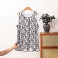 thumbnail image 2 of QSAWXQZ Women's Modal Printed Pajama Tank Crew Neck Sleeveless High Low Hem Layering Top Lounge for Summer 2XL, 2 of 5