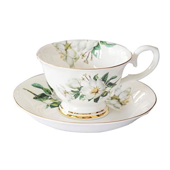 Flower Cup Espresso Cup with Saucer and Spoon 3D Floral Pattern Coffee Cup Tea Cappuccino for Coffee Tea Latte Mocha Americano, 200ML