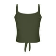 thumbnail image 4 of Crop Tank Tops for Women Daily Tie Knot Button Down Shirts Ribbed Spaghetti Strap Tank Tops Summer Sleeveless Blouse Tunics Tops Tees Slim Fit Cropped Camisole New New Green 3XL, 4 of 7