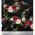 thumbnail image 1 of Soimoi Black Cotton Poplin Fabric Ranunculus & Penoy Floral Print Print Fabric By the Yard 58 Inch Wide, 1 of 3