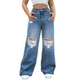 thumbnail image 5 of Women's High Waisted Straight Leg Jeans Distressed Denim Pants Casual Comfortable Stretch Bootcut Trousers For Everyday Wear Denim Pants 18 Tall Womens Straight Women on Denim Ladies Denim Jean Pants, 5 of 5