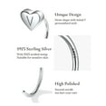 thumbnail image 6 of U7 Heart Half Hoop Earrings for Women 925 Sterling Silver Cartilage Piercing Open Huggie Initial Earrings, Alphabet V, 6 of 9