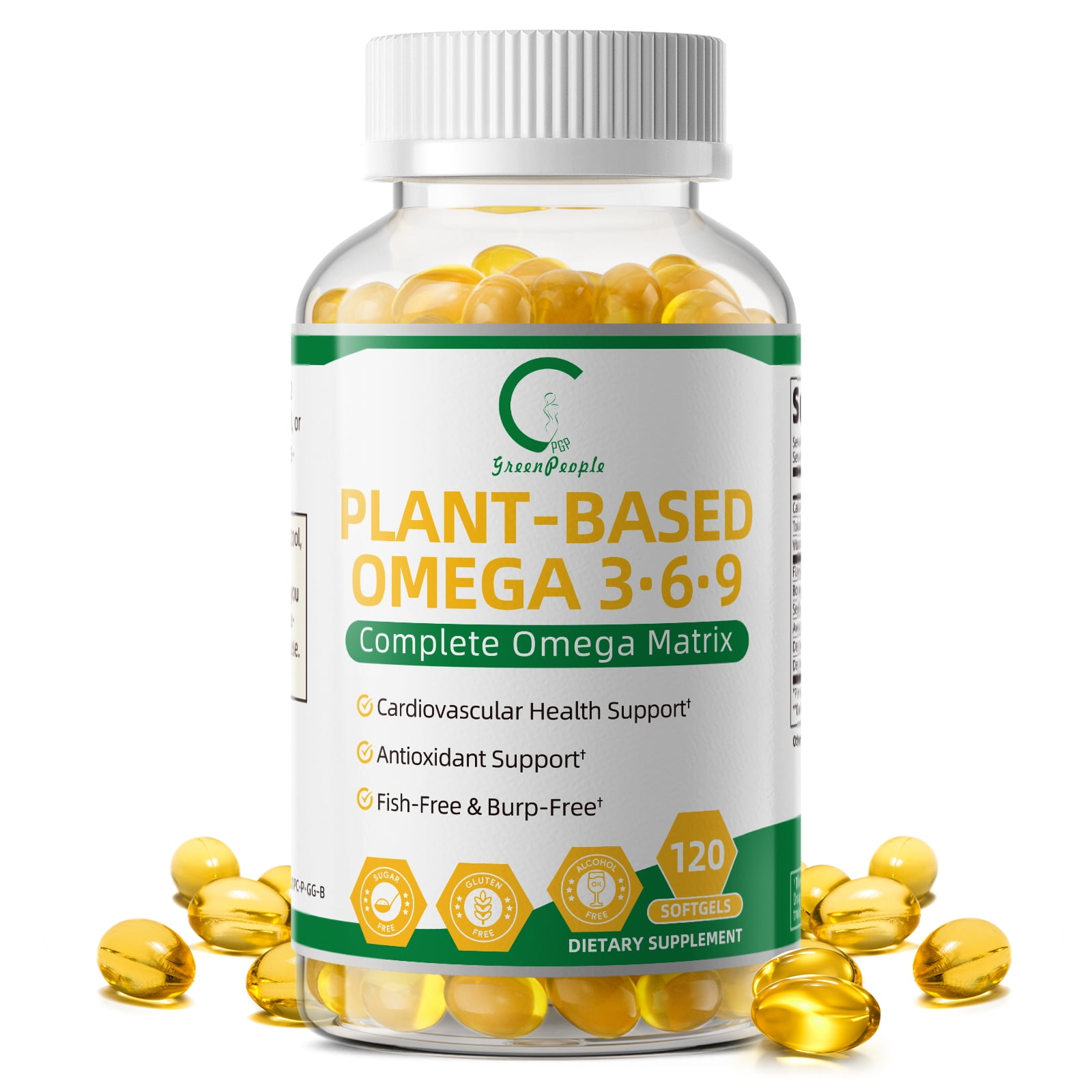 Updated Plant-Based Omega 3 5 6 7 9 Complex – Premium Flaxseed, Borage, Seabuckthorn, Avocado, Pomegranate & Black Seed Oil – Supports Heart, Skin & Immune Health, 120 Softgels