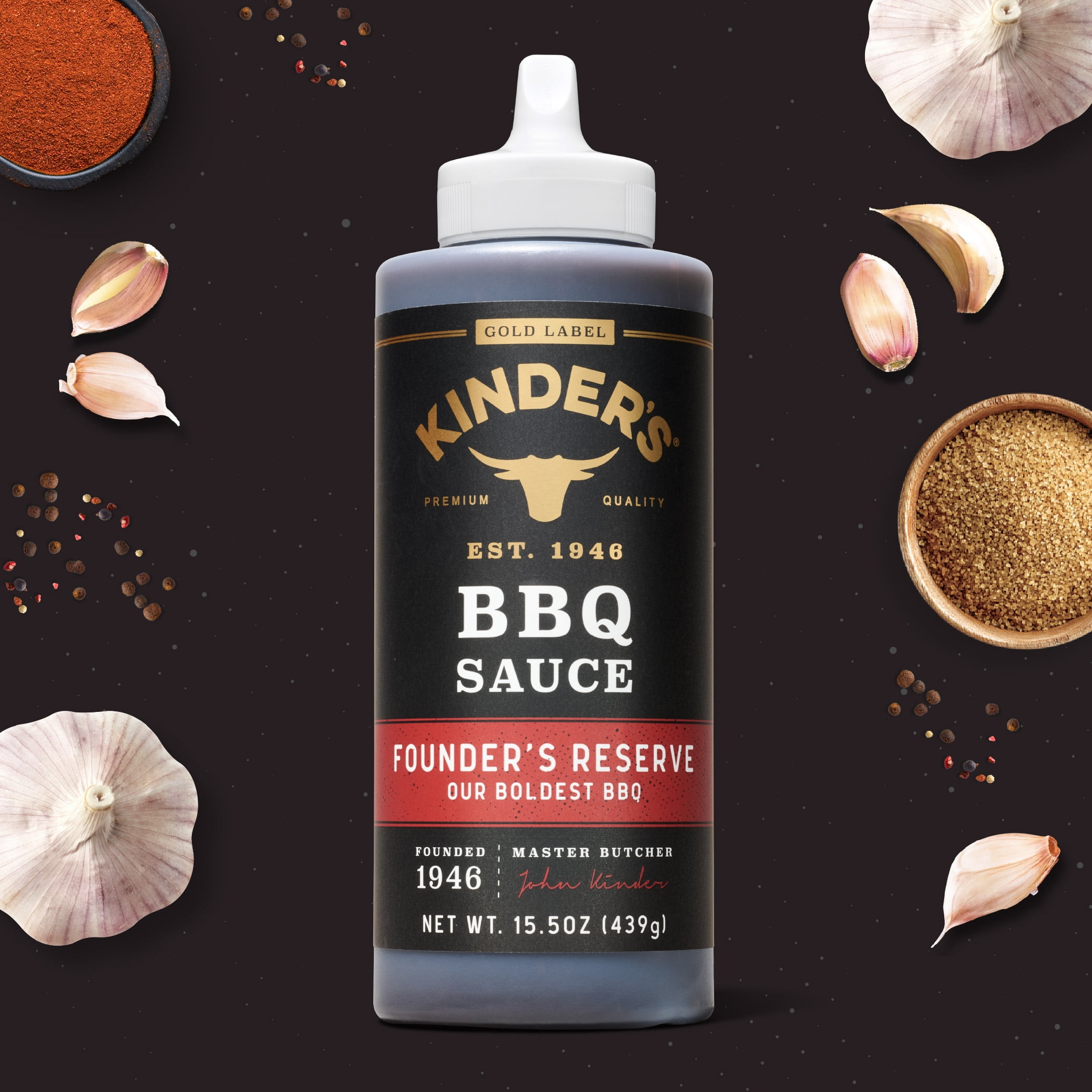 (6 pack) Kinder's Gold Label Founder's Reserve BBQ Sauce, 15.5 oz Squeeze Bottle