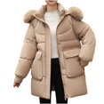 thumbnail image 6 of HTNBO Womens Parka Casual Long Outwear Winter Hooded Coat Female Winter Jacket Women Winter Down Cotton Jackets Coats, 6 of 6