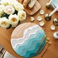 thumbnail image 2 of Teal Green Round 13 Inch Placemats Set of 2, Geometric Brown White Beach Waves Gradient HeatResistant Non Slip Place Mats for Dining Table, Wipeable Braided Kitchen Table Mats for Housewarming, 2 of 9