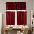 thumbnail image 5 of 3pcs Cafe Curtain Set, One Top Valance and Two Lower Panels, Light Filtering Thermal Window Covering for Kitchen Bathroom Basement Laundry Room and Small Windows, B-Wine, 5 of 9