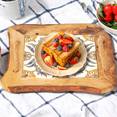 thumbnail image 2 of Elegant Wood Serving Tray with Hand-Painted Tiles - Rustic Rope Handles, 2 of 5