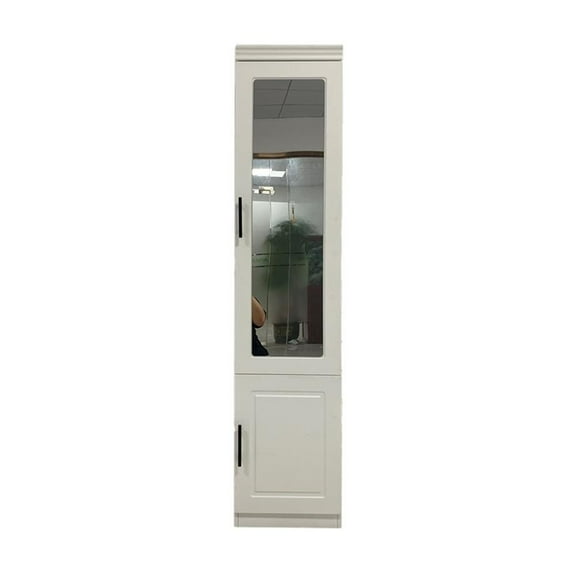 Pemberly Row Wood Closet Armoire Wardrobe with Mirror and Hanging Rods in White