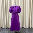thumbnail image 3 of AURA Plus Size Women Summer Bow High Waist Banquet Dress Elegant Solid Color Lantern Sleeve Midi Dress, 3 of 8