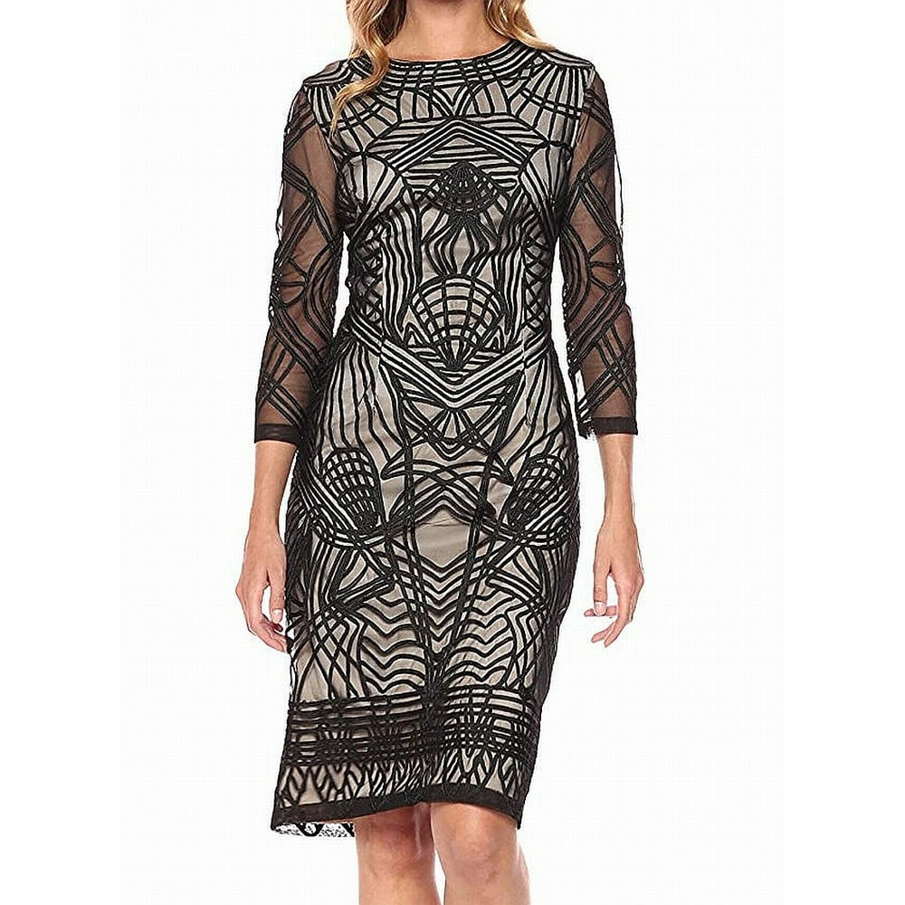 js collections embroidered mesh gown