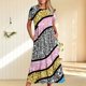 thumbnail image 1 of Puntoco Vestido Midi De Moda Para Mujer Vestido De Cuello Redondo De Manga Corta Con Dos Bolsillos En Capas Con Estampado De Color Brillante Color S,Regalos Para Mujer Joven, 1 of 6