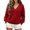 Red, variant on Sweater for Women V-Neck Scalloped Trim Pullover Top Long Sleeve Relaxed Fit Casual Fall Pullover