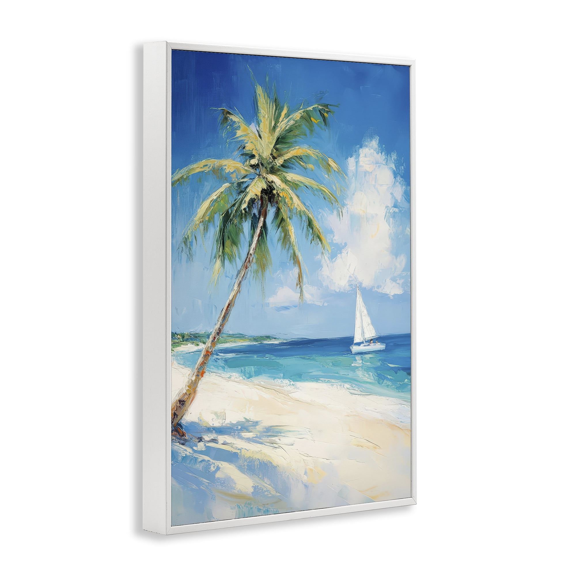 Stupell Industries White Clouds & Sails White Framed Giclee Art, design by Petal Prints Design