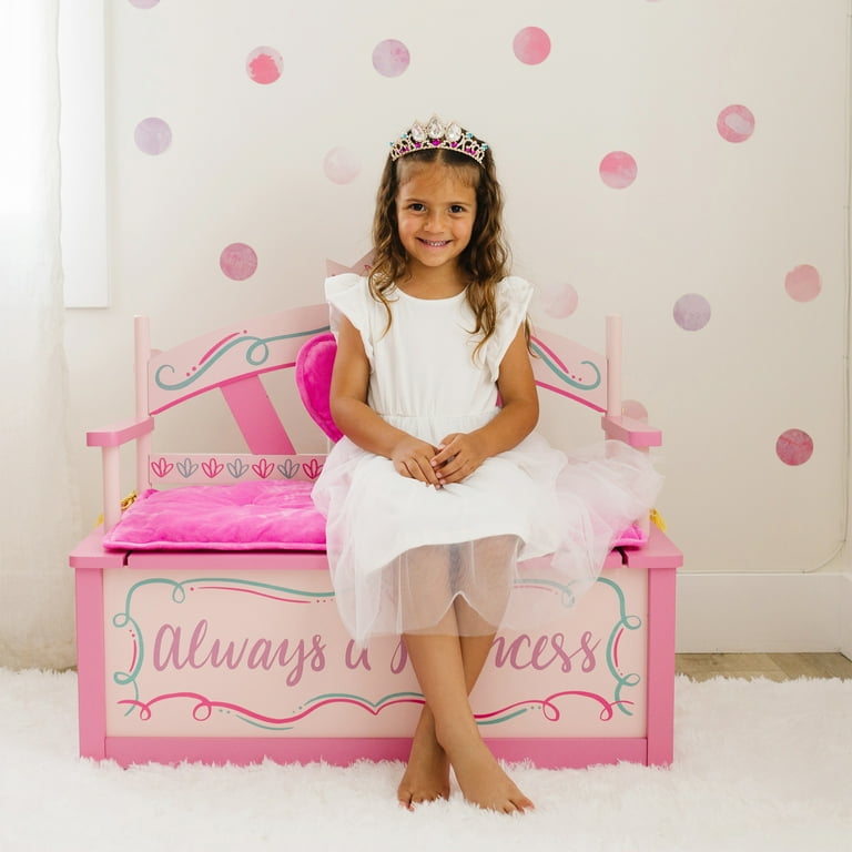 Wildkin Princess Kids Bench Seat with Storage -Pink Wildkin Princess Kids Bench Seat with Storage -Pink