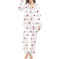 thumbnail image 2 of Pajama Sets for Women 2 Piece Casual 2 Piece Valentines Day Print V Neck Button Long Sleeve Set Women's Sleepwear,White,XXL, 2 of 5
