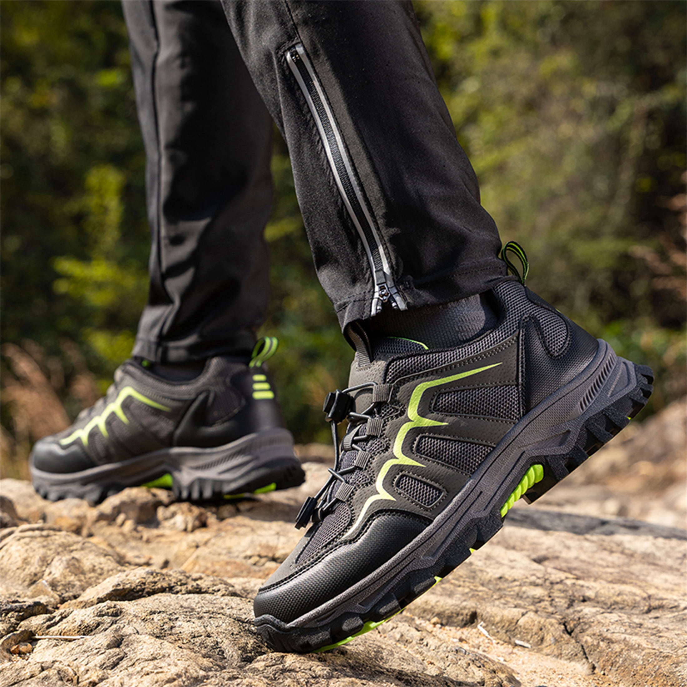 YOURDIARY Mens Womens Low Top Hiking Shoes Breathable Slip Resistant Trekking Trails Outdoor Sneakers