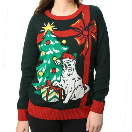Ugly Christmas Sweater Women's Grumpy Cat LED Light Up (Best Ugly Christmas Sweater Women)