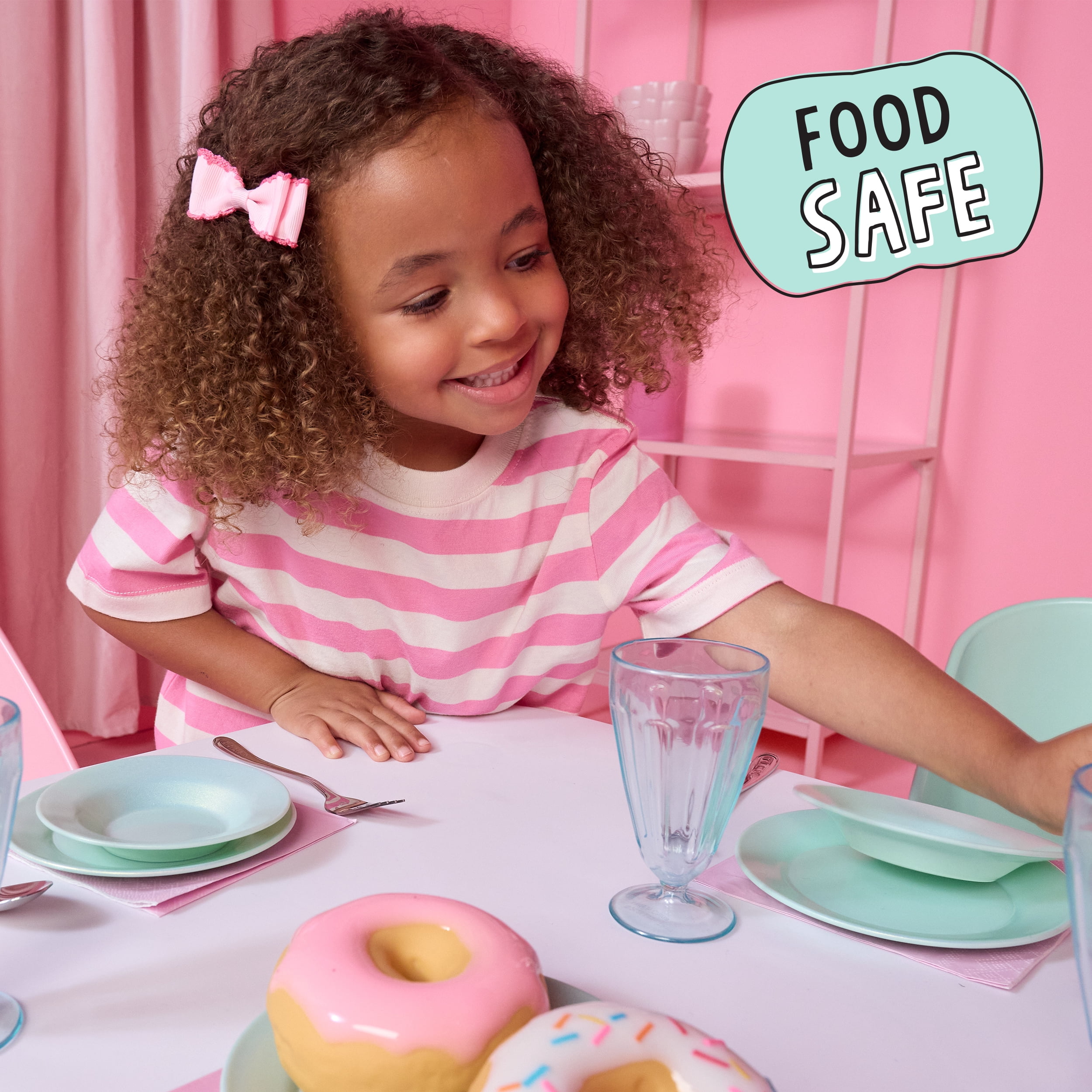 Little Tikes Sweet Spaces Dishware Set, Play Kitchen Cookware, Sea Foam, Ages 3+