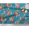 thumbnail image 2 of Soimoi Poly Georgette Fabric Floral,Flamingo & Macaw Parrot Bird Fabric Prints by Yard 42 Inch Wide, 2 of 3