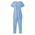 thumbnail image 6 of Aria Women’s Knit Flutter Sleeve Scoop Neck Henley Top and Cropped Pant Sleepwear Pajama Set, Sizes up to 5X, 6 of 7