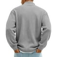 thumbnail image 5 of Mens Corduroy Quarter Zip Pullover Mock Neck Long Sleeve Sweatshirt Casual Loose Fall Top Gray M, 5 of 6