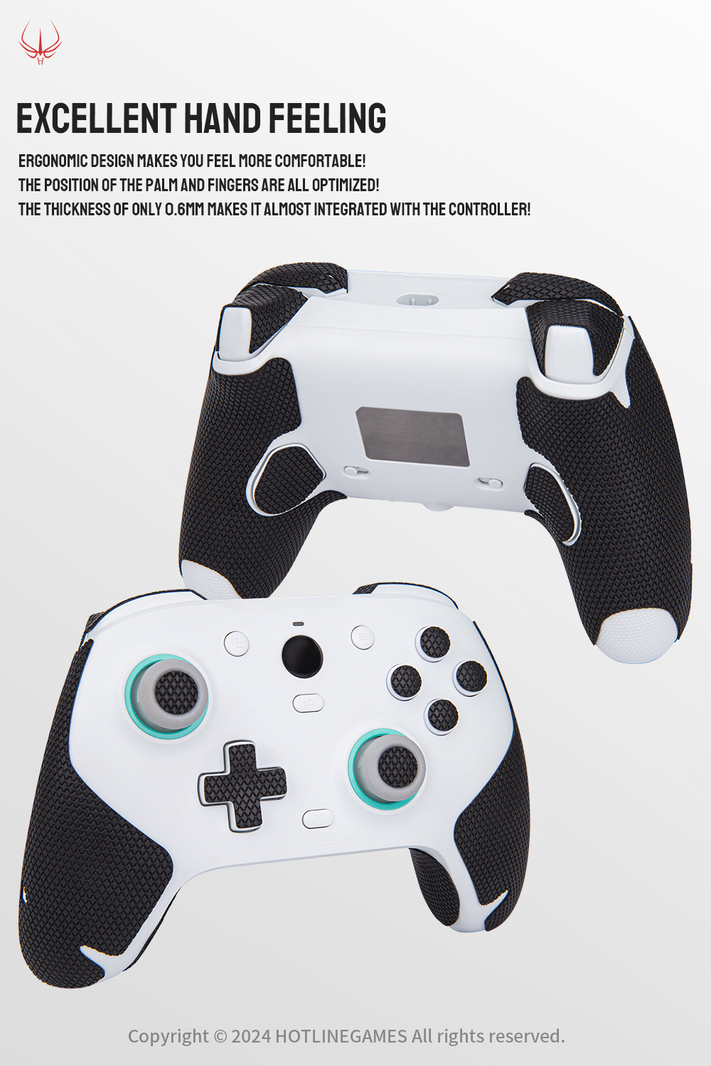 Cinta antideslizante para control inalámbrico Hotline Games para GameSir G7 SE / G7 HE, agarres + botones + gatillos, negro, 1 unidad 4