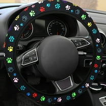 kkbbma Paw Prints Steering Wheel Cover for Women Men, Anti-Slip Cute Universal Car Steering Wheel Grip Wrap Car Accessories Protective Case Cover