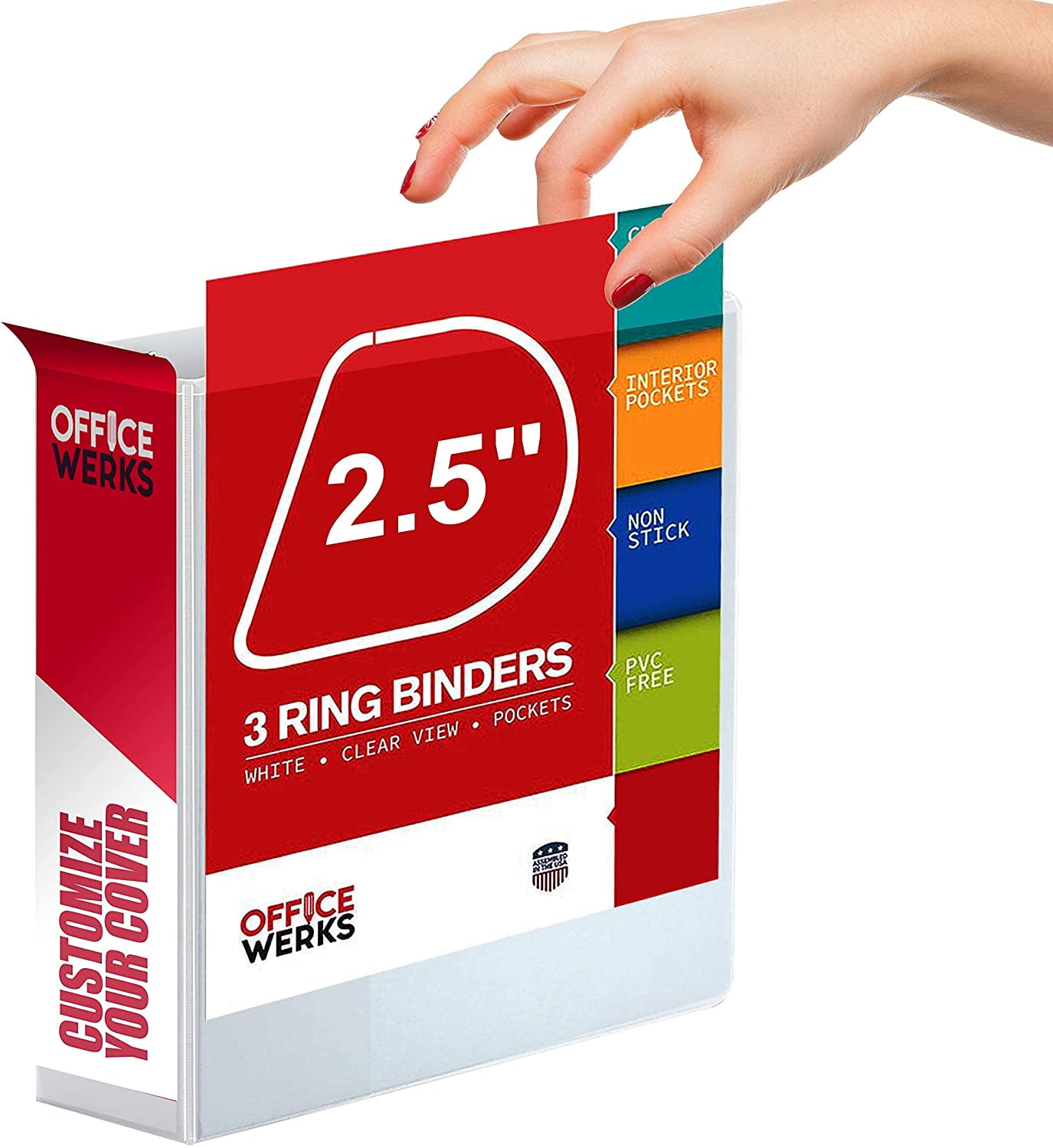 Ring Binder Depot Professional Angle D 2.5" D-Ring Binder, Letter Size, White, 2 Pack