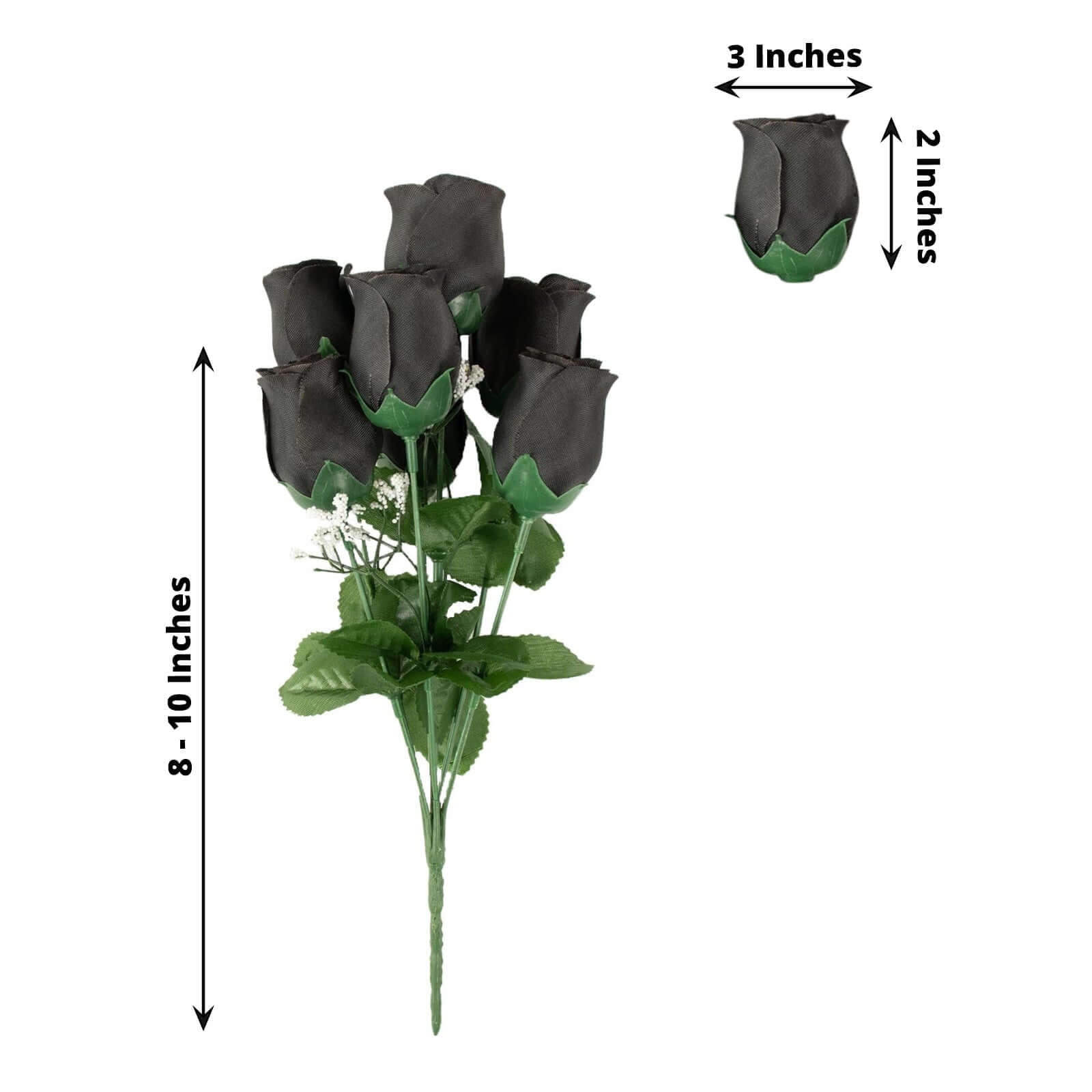 Efavormart 12 Bushes | Black Artificial Premium Silk Flower Rose Bud Bouquets