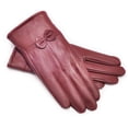 thumbnail image 2 of Jumpingount 1 par de guantes para mujer, manopla cálida de cuero para clima frío, calentador de manos informal portátil para ciclismo, manopla guantes y mitones Rojo oscuro, 2 of 6