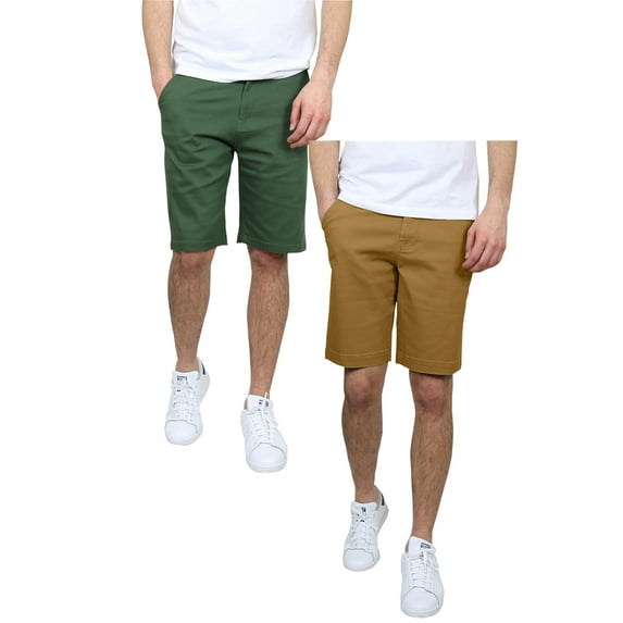 Mens 5-Pockets Flex Stretch Cotton Chino Shorts (2-Pack)
