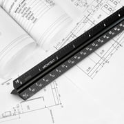 UPITOR Architectural Triangular Scale Ruler - Includes 12 inch Aluminum Architect Scale and Triangular Ruler - Suitable for Architects, Draftsmen, and Engineers Black