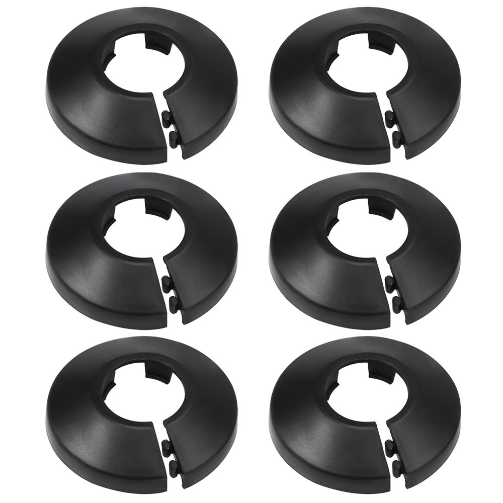 Uxcell 20mm PP Plastic Black Water Pipe Cover Decoration 6 Pack