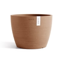 Ecopots Stockholm Durable Modern Round Indoor/Outdoor Recycled-Based Composite Flower Pot Planter, Terracotta Color, 9.5"