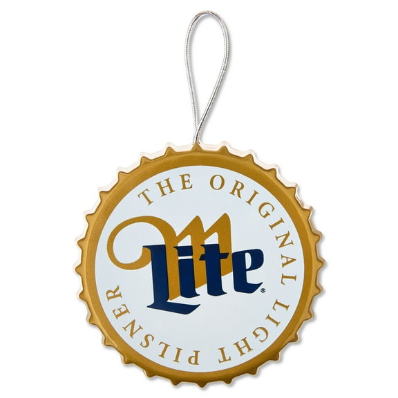 Miller Lite Metal Bottle Cap Christmas Ornament, White, by Ruz