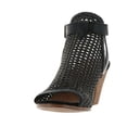 thumbnail image 4 of BARETRAPS Womens Black Woven Upper Ankle Strap Peep Toe Block Heel Buckle Dress Booties 10, 4 of 4