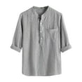 thumbnail image 2 of Dwaogom Men's Cotton Linen Shirt Long Sleeve Hippie Casual Beach T Shirts, 2 of 6