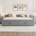 thumbnail image 4 of Harper & Bright Designs Full Size L Shaped Platform Bed with Pop Up Trundle, Wood Upholstered Corner Bed Frame for Bedroom, Gray, 4 of 15