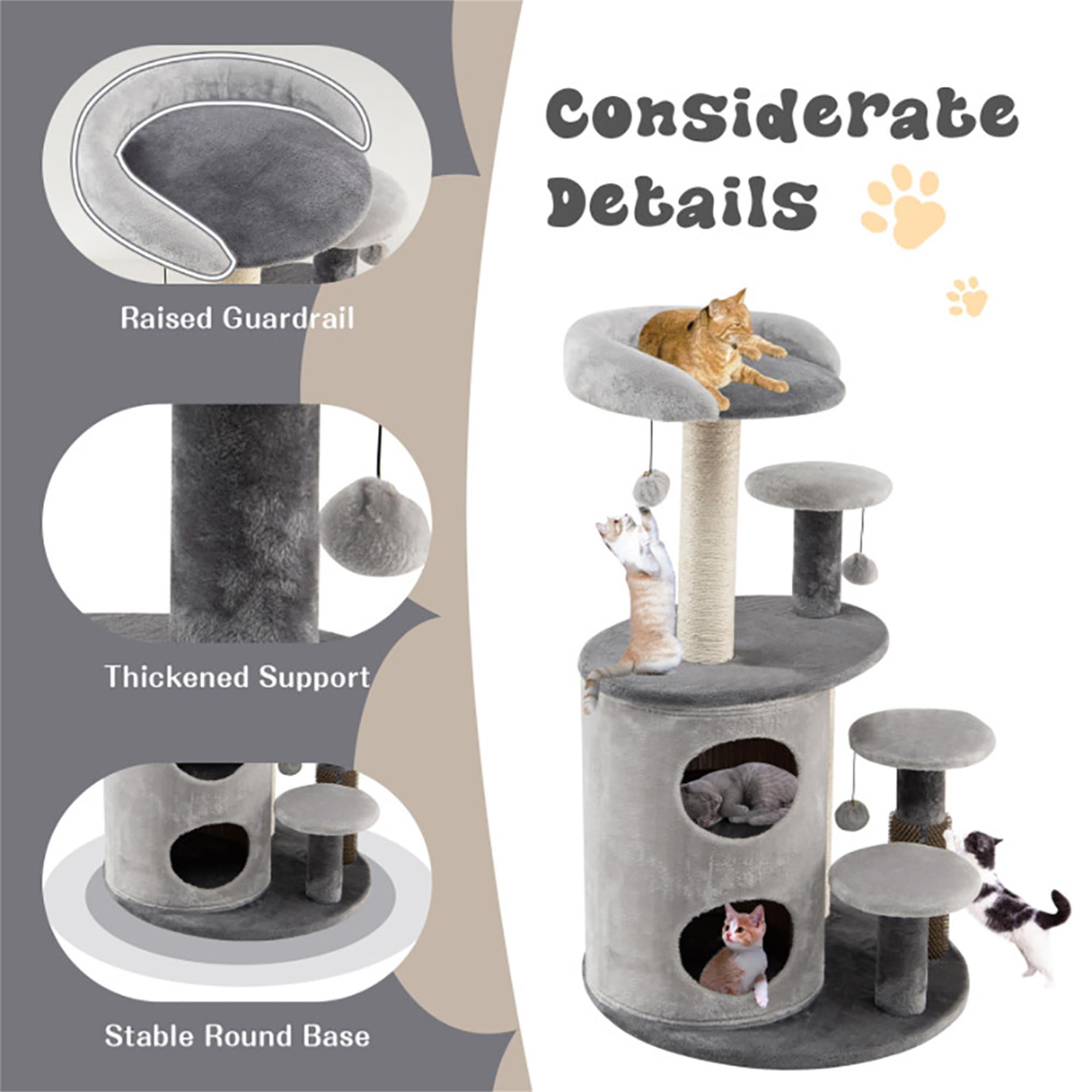 Kadyn 40" Cat Tree for Indoor Cats, Plush Cat Tower with 2-Tier Cat-Hole Condo, Perch and Sisal for Kittens, Gray
