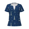 thumbnail image 4 of Wukai Lighthouses and Anchors Casual V-Neck Graphic Tees for Women: Lightweight and Breathable Summer Tops with Stylish Design-Small, 4 of 8
