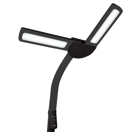 OttLite - Dual Shade LED Floor Lamp with USB Charging Station - Black