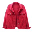 thumbnail image 2 of Women Spring And Autumn Coats Warm Solid Long Sleeve Denim Jacket Outerwear, 2 of 3